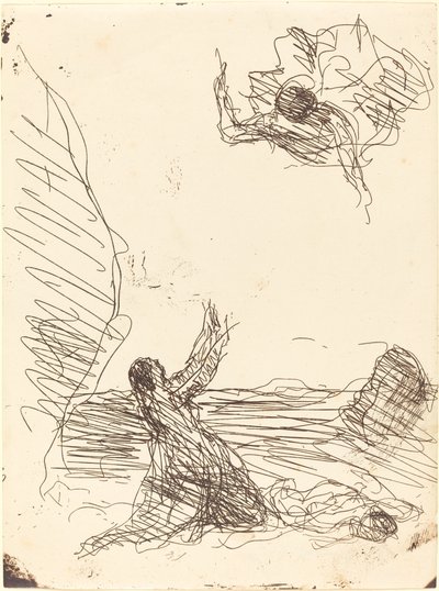 Hagar en de engel door Jean Baptiste Camille Corot