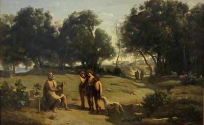 Homerus en de herders door Jean Baptiste Camille Corot