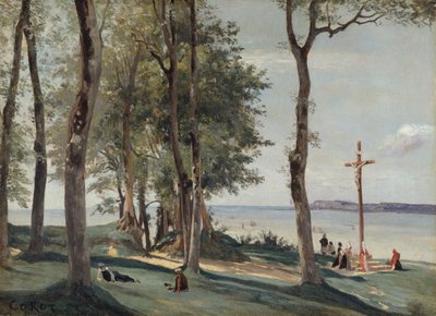 Honfleur: Calvarie, ca. 1830 door Jean Baptiste Camille Corot