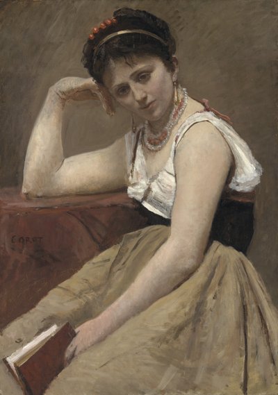 Onderbroken Lezing, ca. 1870 door Jean Baptiste Camille Corot