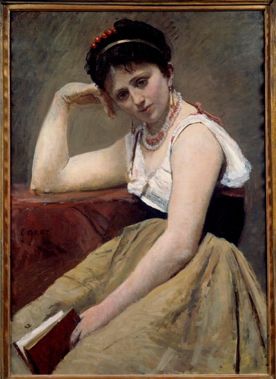 Onderbroken lezen door Jean Baptiste Camille Corot