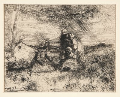 Het kleine zusje door Jean Baptiste Camille Corot