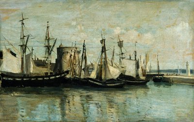 La Rochelle, ingang naar droogdok door Jean Baptiste Camille Corot