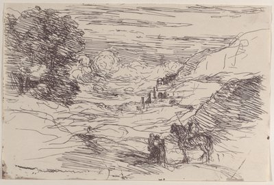 Les Paladins door Jean Baptiste Camille Corot
