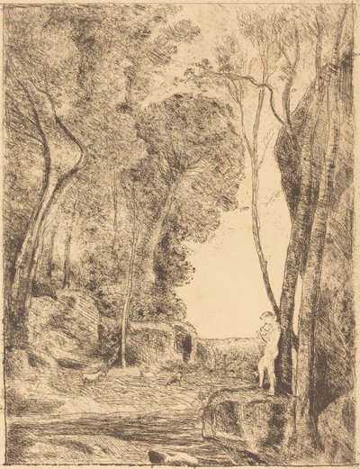 Kleine herder, 1e plaat door Jean Baptiste Camille Corot