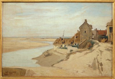 Vissershuisjes in Sainte-Adresse ... door Jean Baptiste Camille Corot