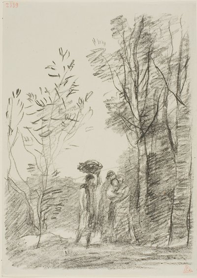 Ontmoeting in het bos door Jean Baptiste Camille Corot