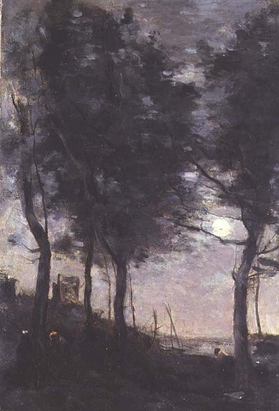 Maanlicht aan Zee door Jean Baptiste Camille Corot