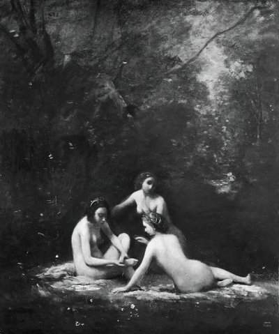 Nimfen verlaten het bad, 1843 door Jean Baptiste Camille Corot
