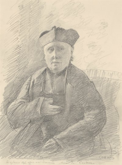 Portret van Abbé Jouveau door Jean Baptiste Camille Corot