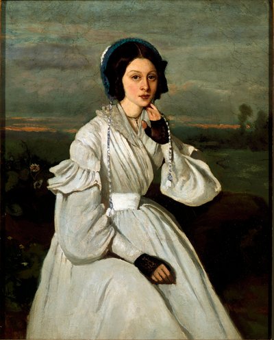 Portret van Louise Claire Sennegon, toekomstige Madame Charmois door Jean Baptiste Camille Corot