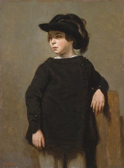 Portret van een kind door Jean Baptiste Camille Corot