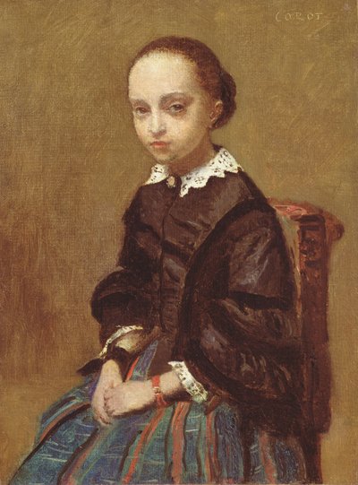 Portret van een Meisje, 1857-58 door Jean Baptiste Camille Corot