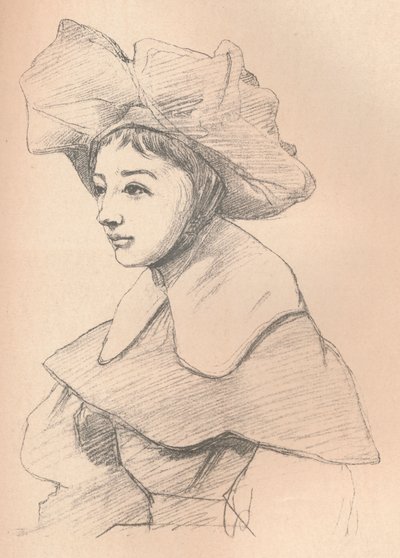 Portret van een Jonge Vrouw met een Grote Hoed, Mijn Hagar, ca. 1830 door Jean Baptiste Camille Corot