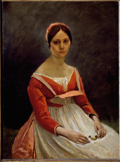 Portret van het meisje door Jean Baptiste Camille Corot