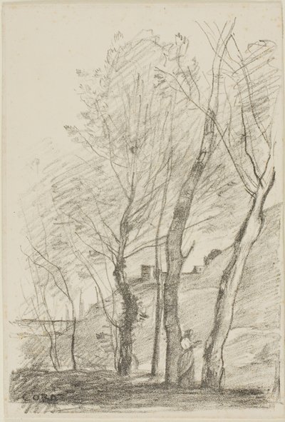 Lezen Onder de Bomen door Jean Baptiste Camille Corot