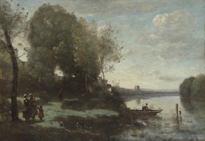 Rivier met een Verre Toren, 1865 door Jean Baptiste Camille Corot