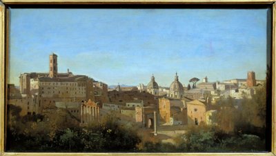 Rome, het forum gezien vanuit de Farnese-tuinen door Jean Baptiste Camille Corot