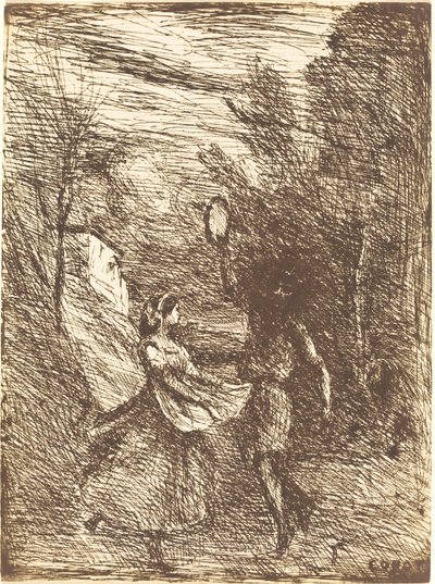 Saltarello door Jean Baptiste Camille Corot