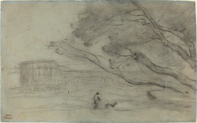 Souvenir: Romeins landschap met het Colosseum door Jean Baptiste Camille Corot