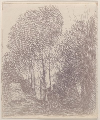 Souvenir van de Villa Pamphili door Jean Baptiste Camille Corot