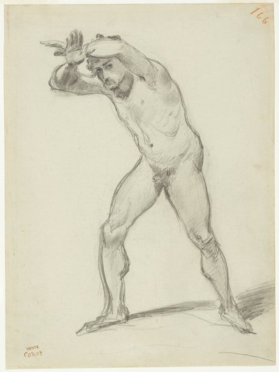 Staande mannelijke naakt door Jean Baptiste Camille Corot