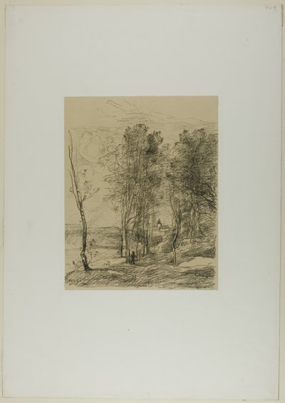 De Klokkentoren van St. Nicolas-lez-Arras door Jean Baptiste Camille Corot