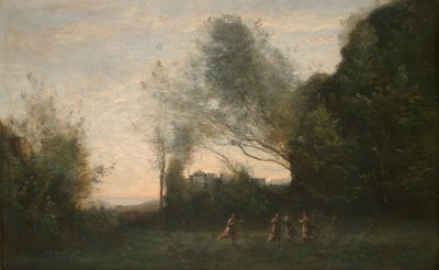 De dans van de nimfen door Jean Baptiste Camille Corot