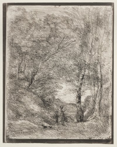 De tuinen van Horatius, originele indruk 1855, gedrukt in 1921 door Jean Baptiste Camille Corot