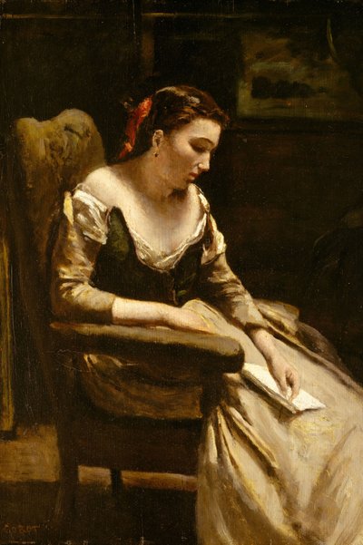 De brief, ca. 1865 door Jean Baptiste Camille Corot