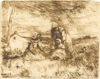 Het Kleine Zusje door Jean Baptiste Camille Corot