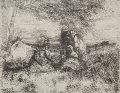 Het Kleine Zusje, originele indruk 1854, gedrukt in 1921 door Jean Baptiste Camille Corot