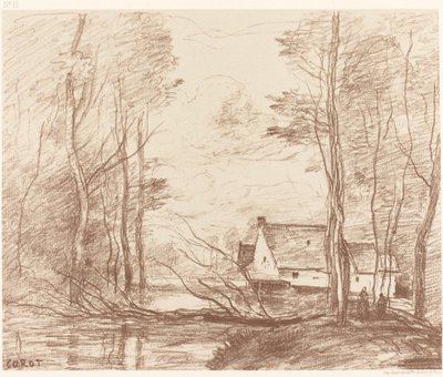 De molen van Cuincy, nabij Douai door Jean Baptiste Camille Corot