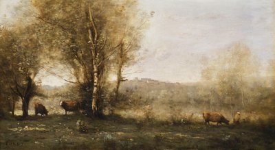 De Vijver met Drie Koeien door Jean Baptiste Camille Corot