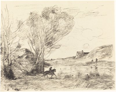 De ruiter in het riet door Jean Baptiste Camille Corot