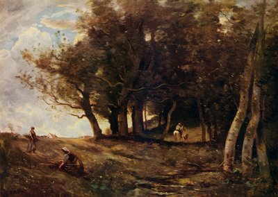 De houtverzamelaars, ca. 1843 door Jean Baptiste Camille Corot