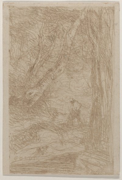 De houthakker van Rembrandt Le Bûcheron de Rembrandt door Jean Baptiste Camille Corot