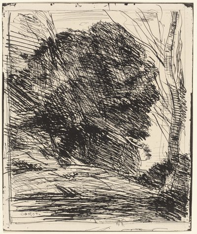 Bomen op een berghelling door Jean Baptiste Camille Corot