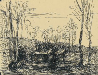 Un Déjeuner Dans La Clairière door Jean Baptiste Camille Corot