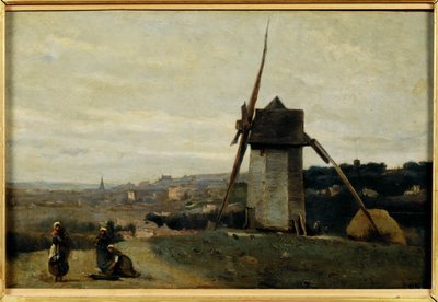 Un moulin a vent. Etretat - Een windmolen. Etretat ... door Jean Baptiste Camille Corot