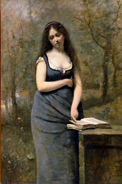 "Velleda" Schilderij van Jean Baptiste (Jean Baptiste) Camille Corot (1796-1875) Afm. 83x55 cm Parijs, Musee du Louvre door Jean Baptiste Camille Corot