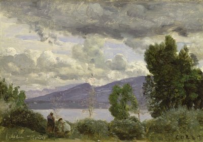 Uitzicht op Chalet de Chenes, Bellvue, Genève, 1857 door Jean Baptiste Camille Corot