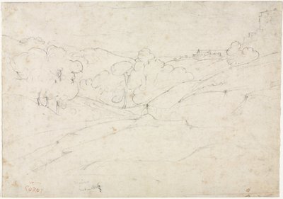 Zicht op Marino (recto) door Jean Baptiste Camille Corot