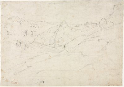 Uitzicht op Marino recto, 1827 door Jean Baptiste Camille Corot