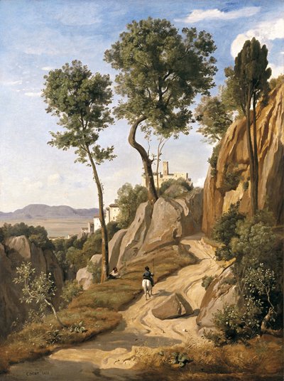 Uitzicht op Volterra, 1838 door Jean Baptiste Camille Corot