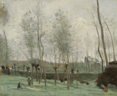 Wasvrouwen in een Wilgenbos door Jean Baptiste Camille Corot