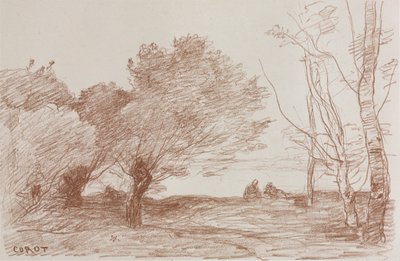 Wilgen en Populieren door Jean Baptiste Camille Corot
