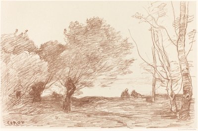 Wilgen en Witte Populieren door Jean Baptiste Camille Corot