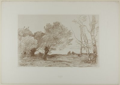 Wilgen en witte populieren door Jean Baptiste Camille Corot
