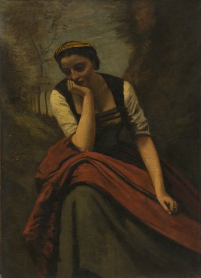 Vrouw mediterend, ca. 1870 door Jean Baptiste Camille Corot